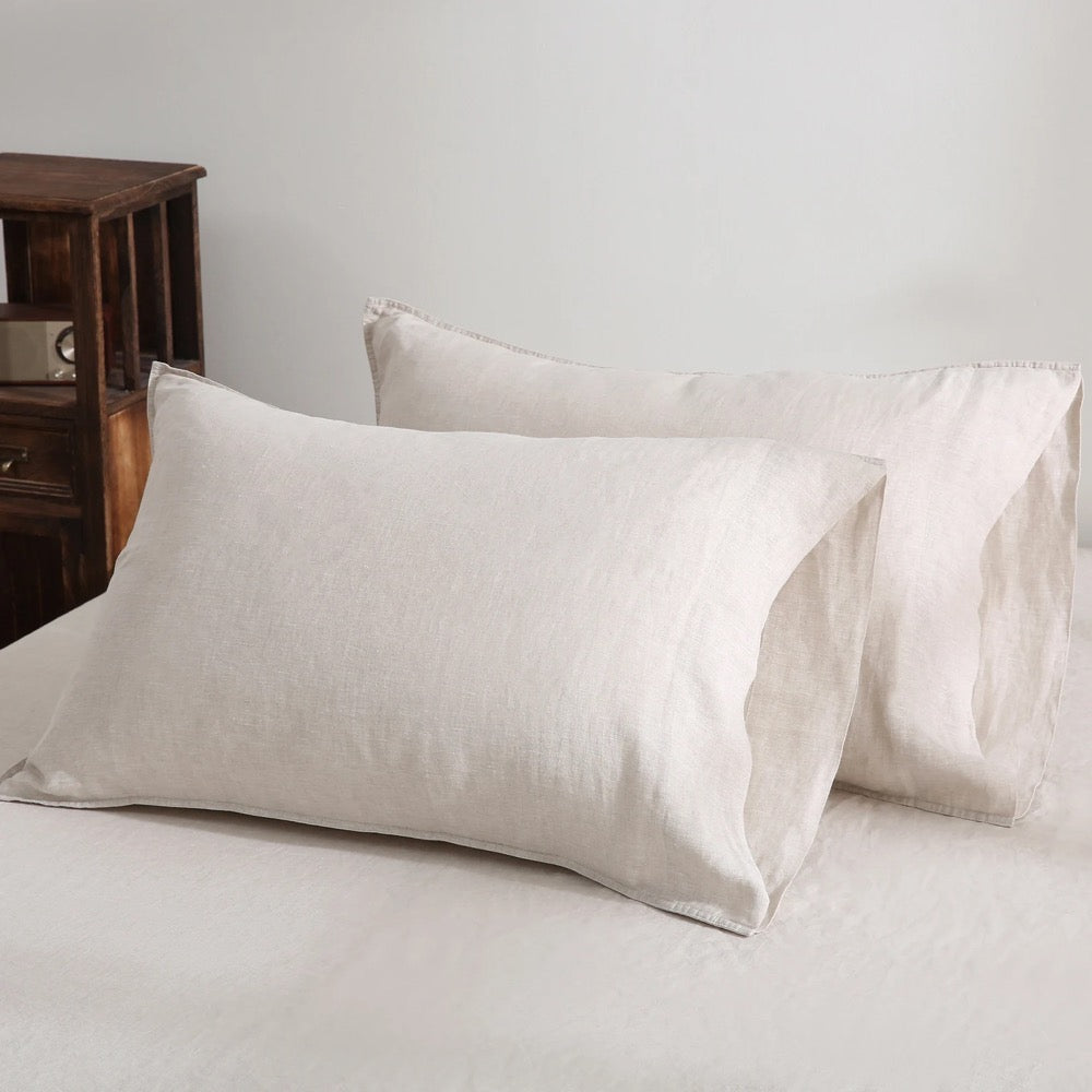 100% Linen Pillowcases (Set of 2) - Pure French Linen Pillow Case Luxuriously Soft and Breathable Pillow Cover