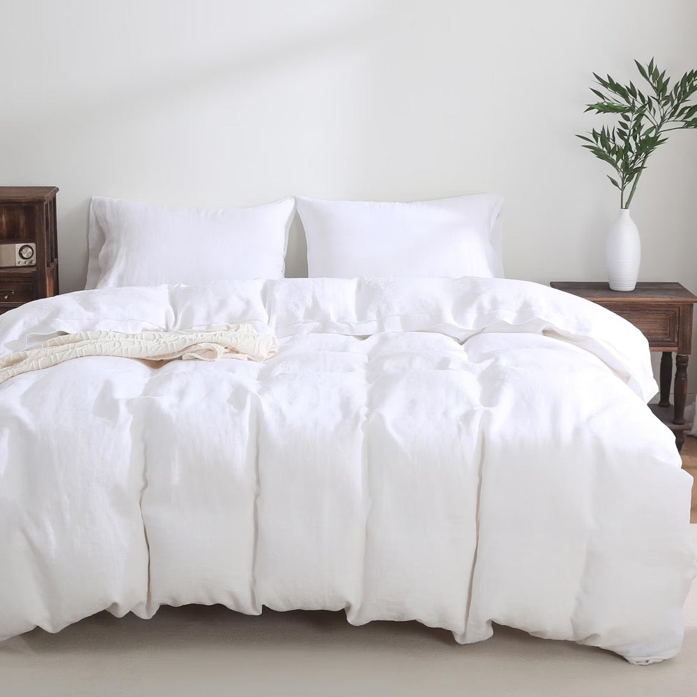 Pure French Linen Duvet Cover Set: Soft Breathable Flax Bedding