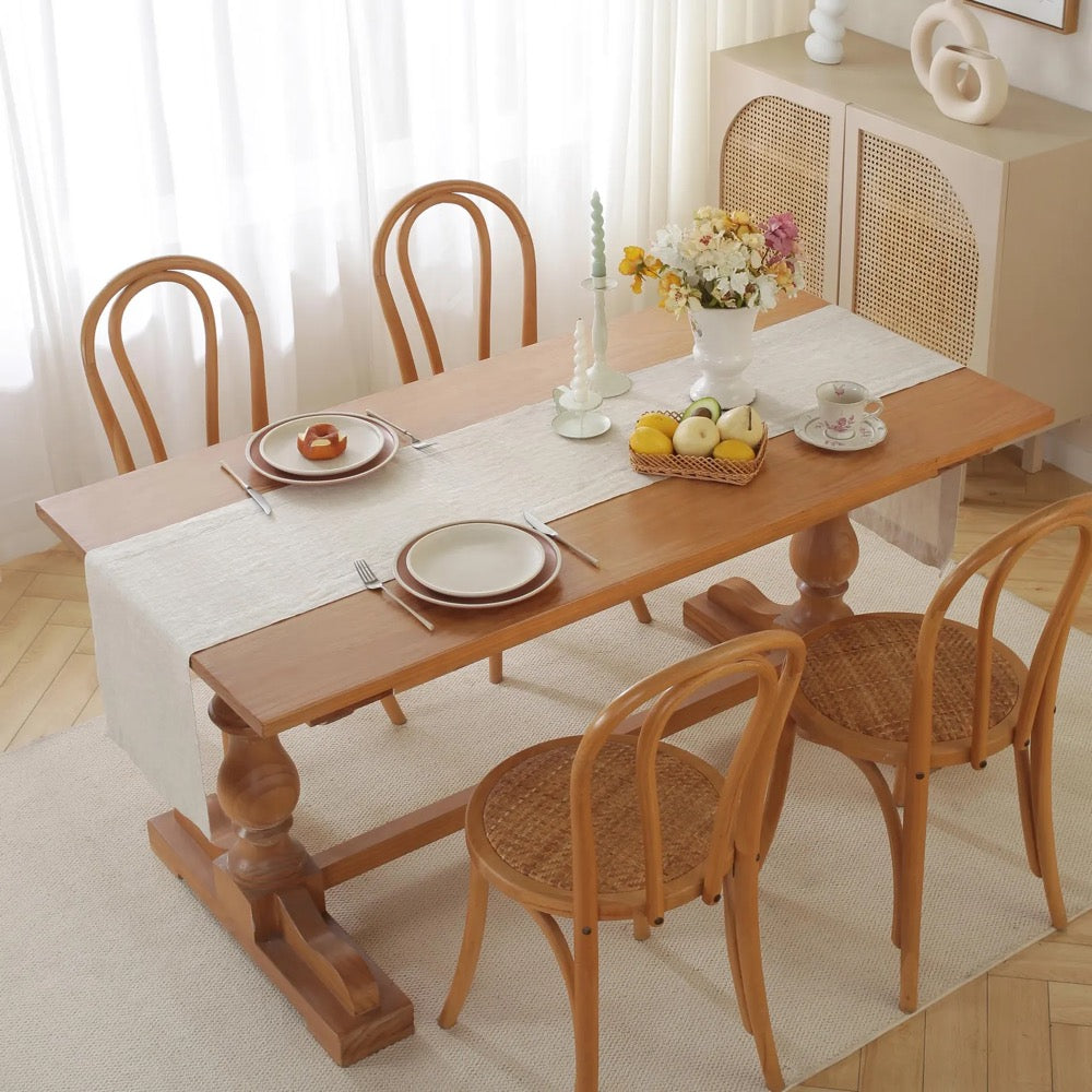 100% Pure Linen Natural Table Runner - Stonewashed French Linen Table Decor for Dining, Holidays