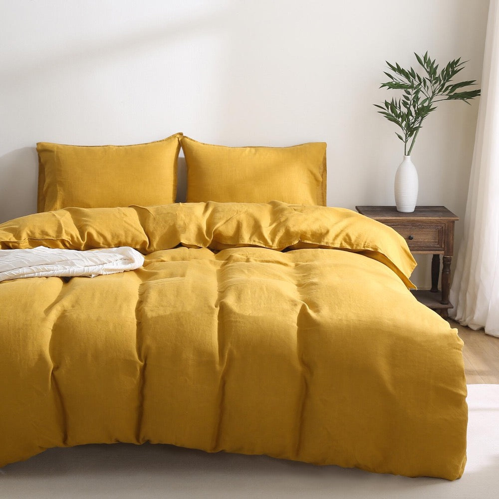 Pure French Linen Duvet Cover Set: Soft Breathable Flax Bedding