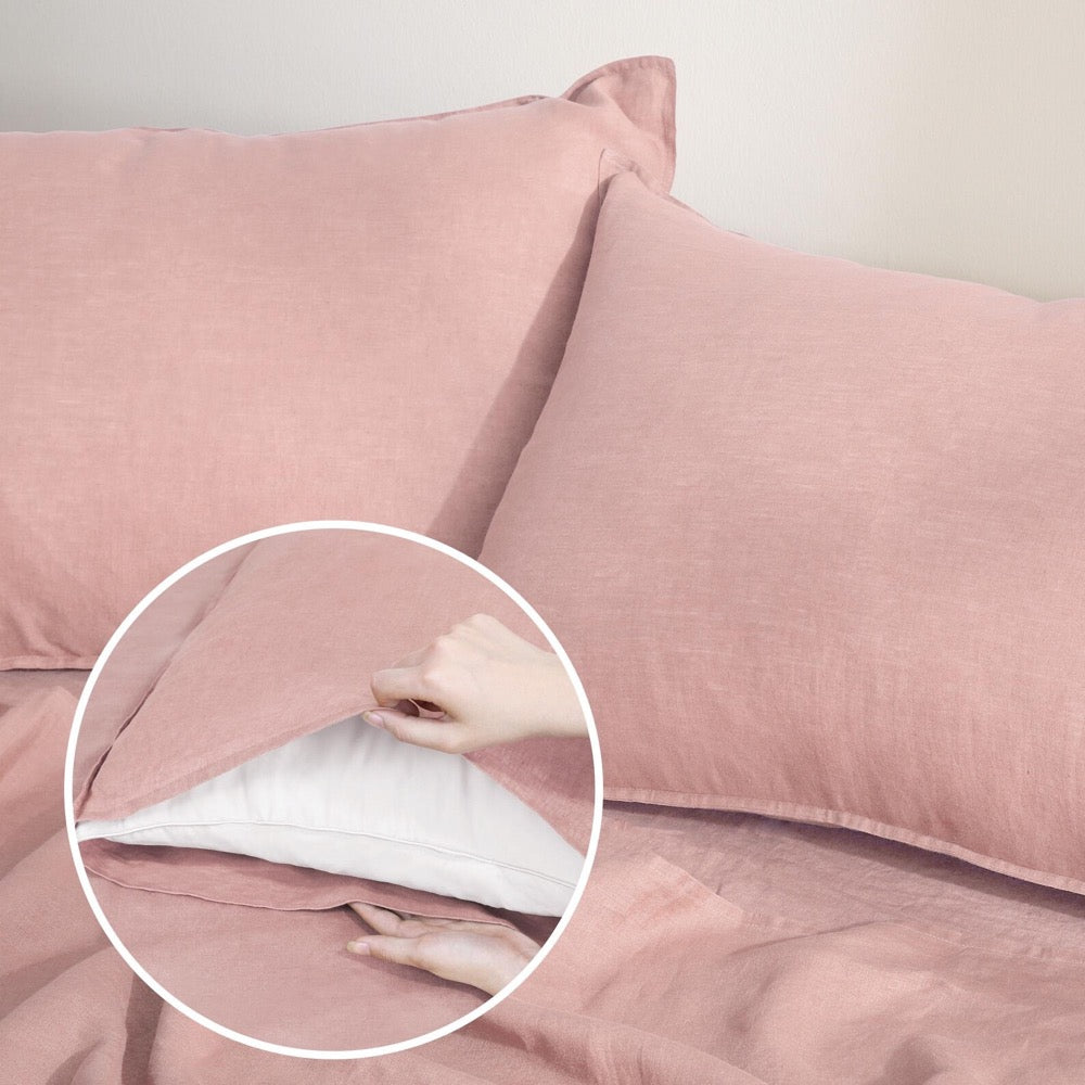 100% French Linen Bedding Sheets Set 4 Pieces (1 Fitted Sheet 1 Flat Sheet 2 Pillowcases) - Soft