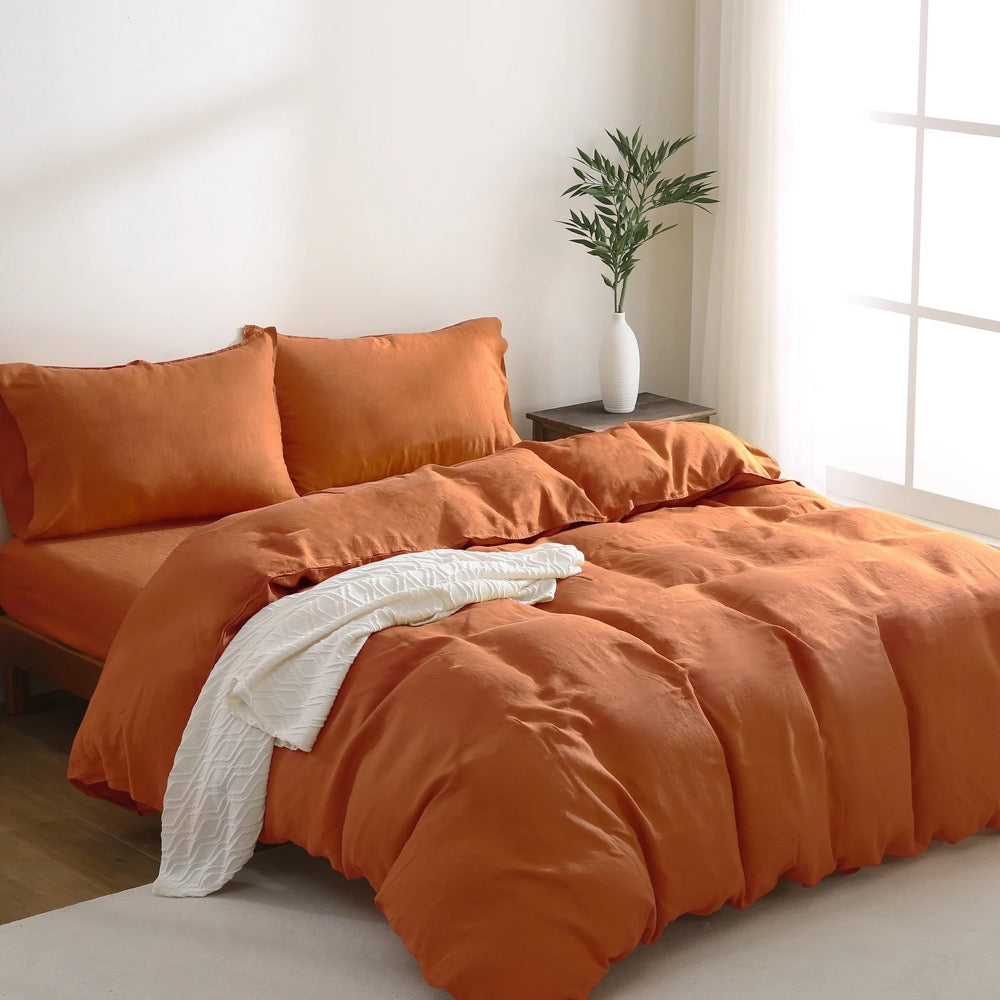 100% Pure French Linen Bedding Duvet Cover Set (1 Duvet Cover 2 Pillowcases) -Soft Breathable & Durable