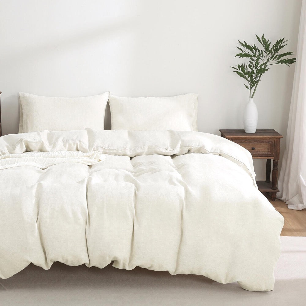 Pure French Linen Duvet Cover Set: Soft Breathable Flax Bedding